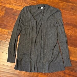 Gray Sparkle Open Front Cardigan